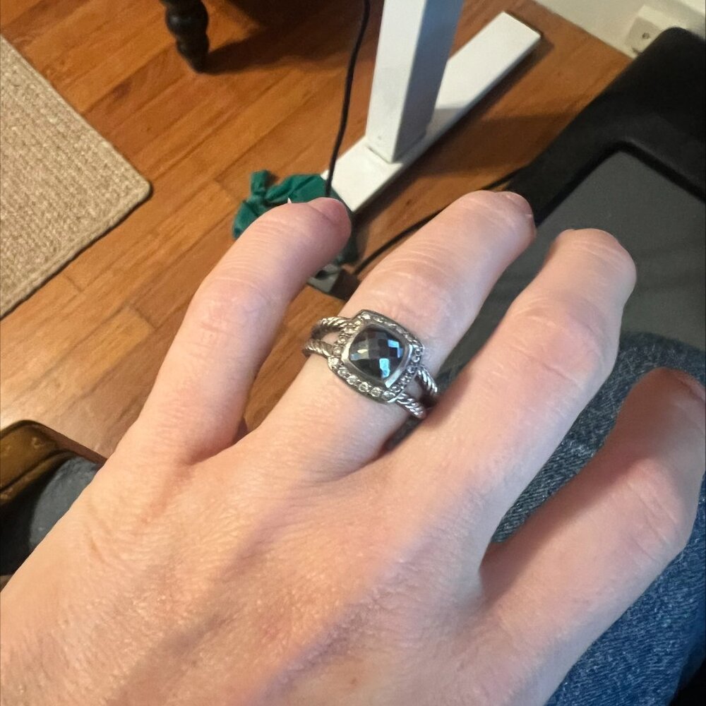 David Yurman Petite Albion Aquamarine Sterling Silver Ring, Birthstone for March